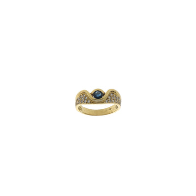 Anillo Oro Amarillo Zafiro con Diamantes, AN11206 - Joyería Rometsch