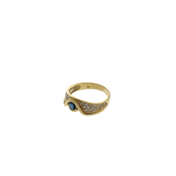 Anillo Oro Amarillo Zafiro con Diamantes, AN11206 - Joyería Rometsch