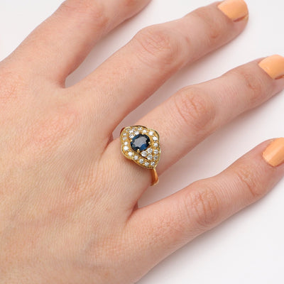 Anillo Oro Amarillo Zafiro con Diamantes, AN9634 - Joyería Rometsch