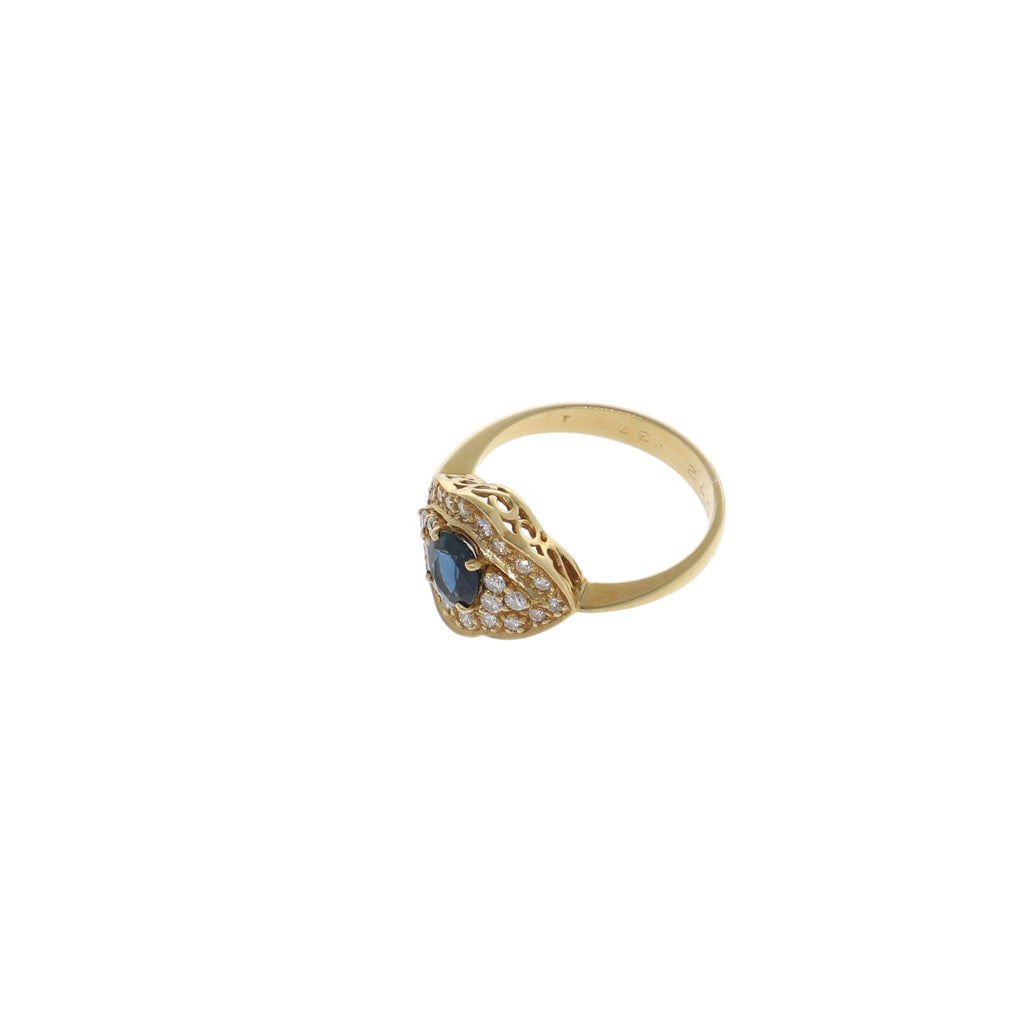 Anillo Oro Amarillo Zafiro con Diamantes, AN9634 - Joyería Rometsch
