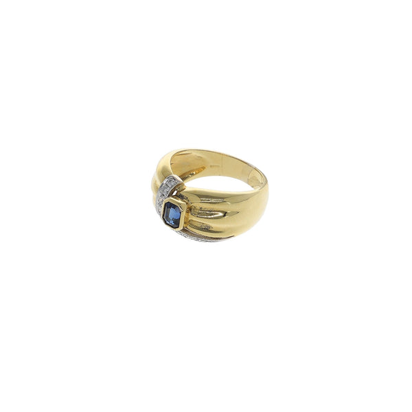Anillo Oro Amarillo Zafiro y Brillantes, AN896 - Joyería Rometsch