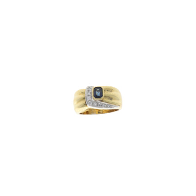 Anillo Oro Amarillo Zafiro y Brillantes, AN896 - Joyería Rometsch