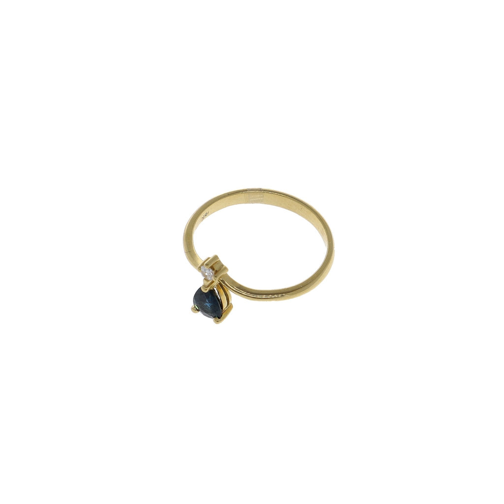 Anillo Oro Amarillo Zafiro y Diamante, - Joyería Rometsch