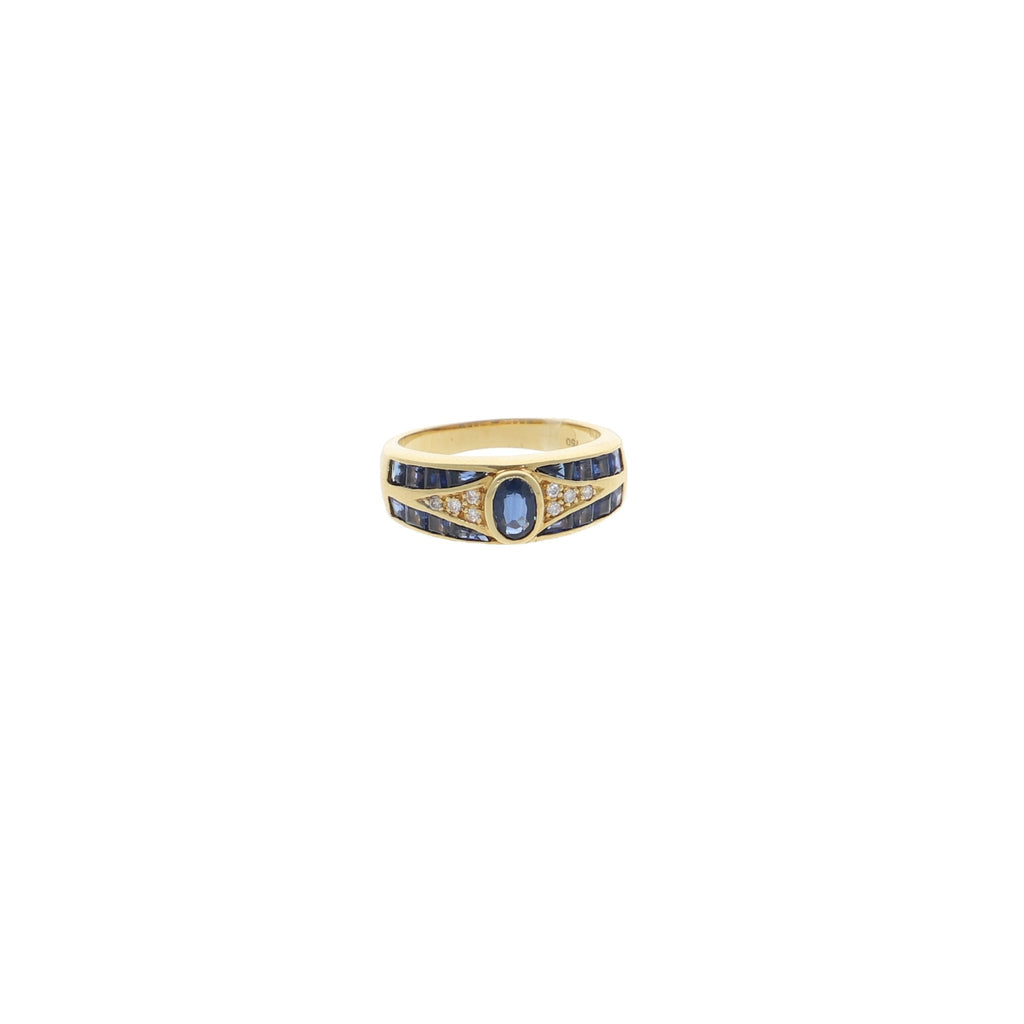 Anillo Oro Amarillo Zafiro y Diamantes, AN11203 - Joyería Rometsch