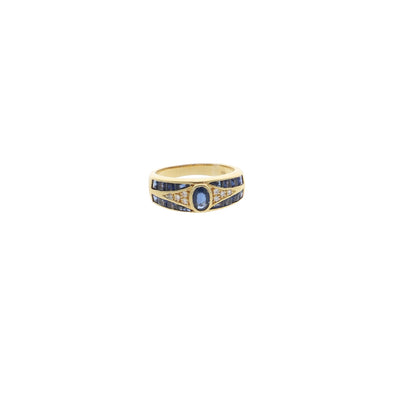 Anillo Oro Amarillo Zafiro y Diamantes, AN11203 - Joyería Rometsch