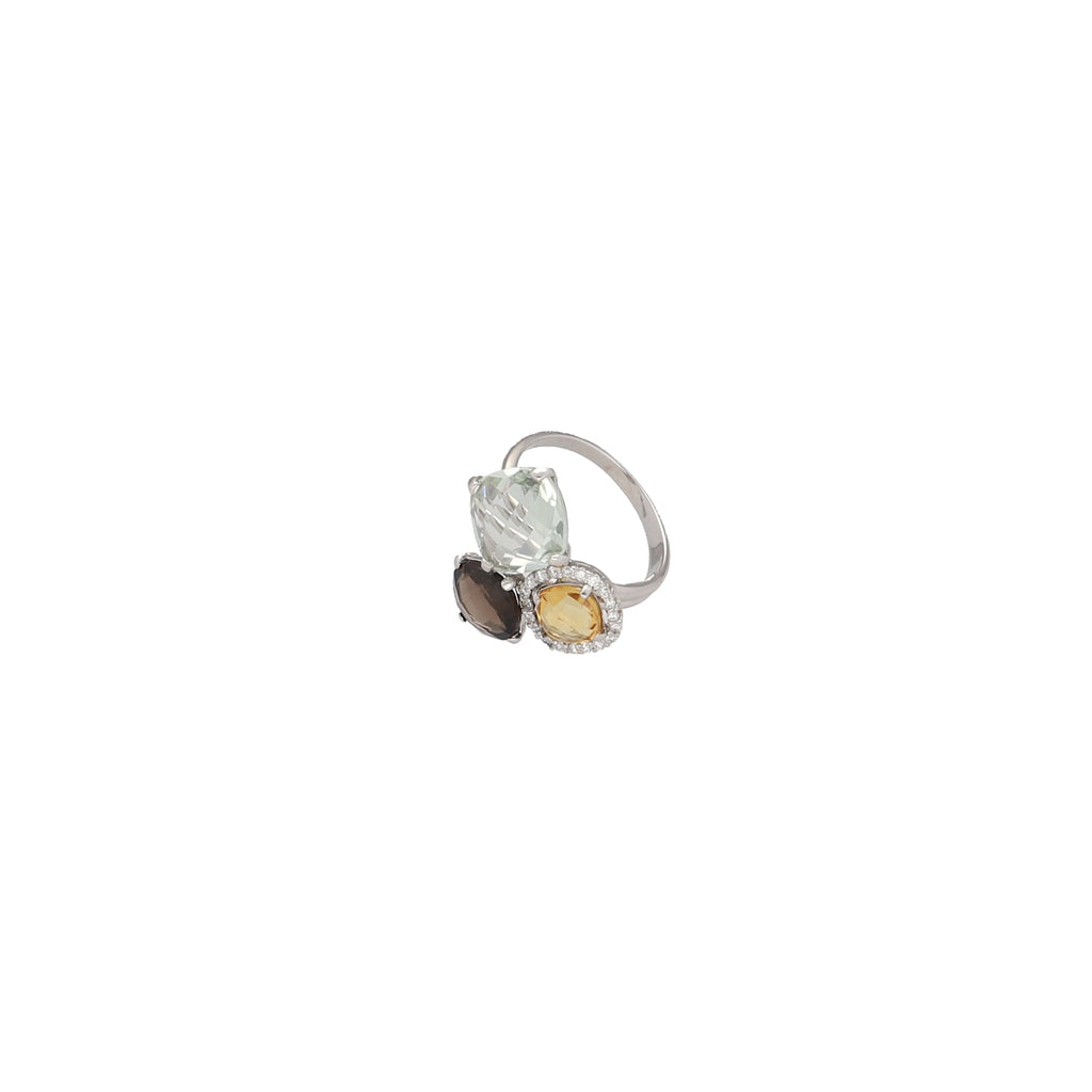 Anillo Oro Blanco Amatista / Topacio / Cintrino y Diamantes AN2110089 - Joyería Rometsch