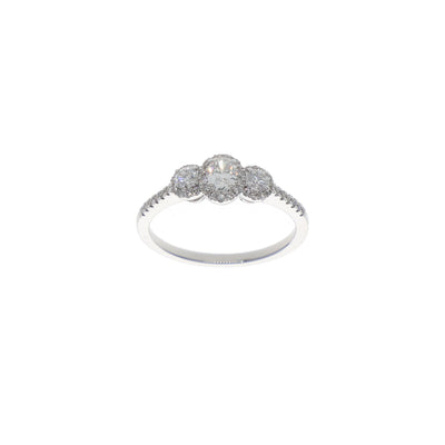 Anillo Oro Blanco Brillantes Tricillo Oval AN12681 - Joyería Rometsch