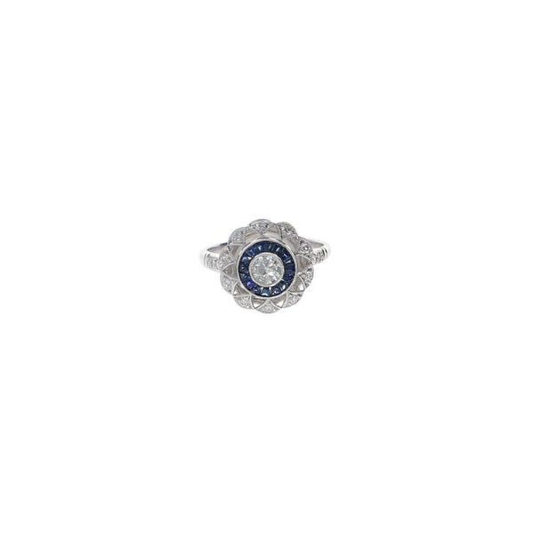 Anillo Oro Blanco Brillantes Zafiros AN2201002 - Joyería Rometsch