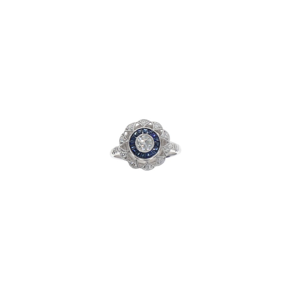 Anillo Oro Blanco Brillantes Zafiros AN2201002 - Joyería Rometsch