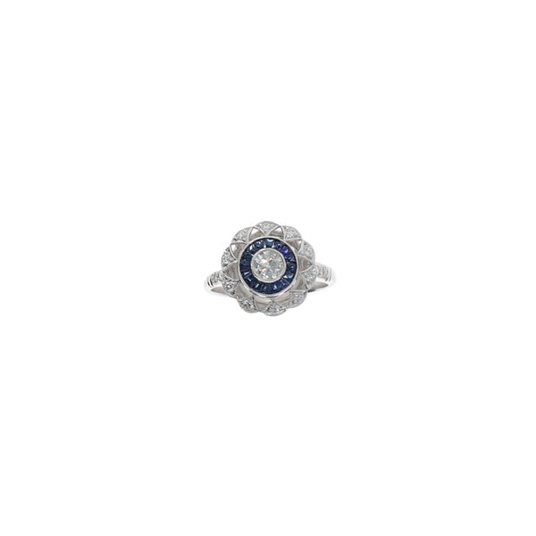 Anillo Oro Blanco Brillantes Zafiros AN2201002 - Joyería Rometsch