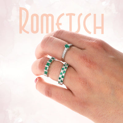 Anillo Oro Blanco Esmeralda con Brillantes AN1411047 - Joyería Rometsch