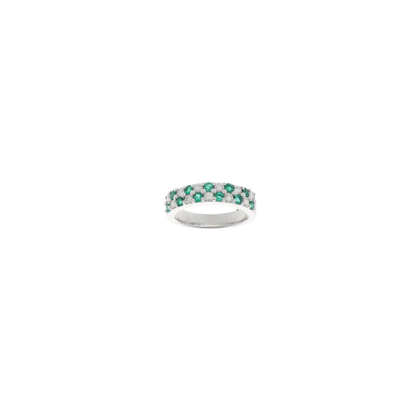 Anillo Oro Blanco Esmeralda con Brillantes AN1508039 - Joyería Rometsch
