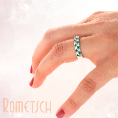 Anillo Oro Blanco Esmeralda con Brillantes AN1508039 - Joyería Rometsch