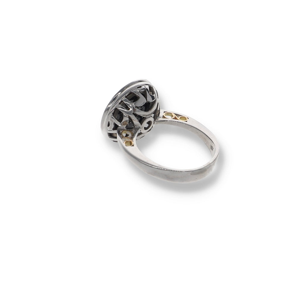 Anillo Oro Blanco Onix y Brillantes AN10410 - Joyería Rometsch