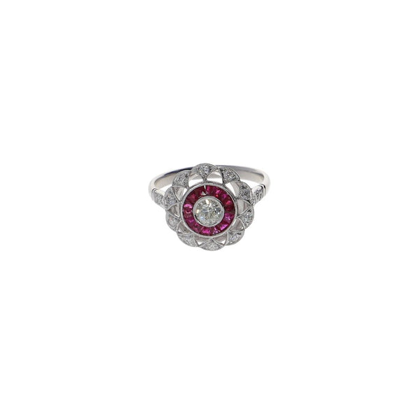 Anillo Oro Blanco Rubí Brillantes AN2201004 - Joyería Rometsch