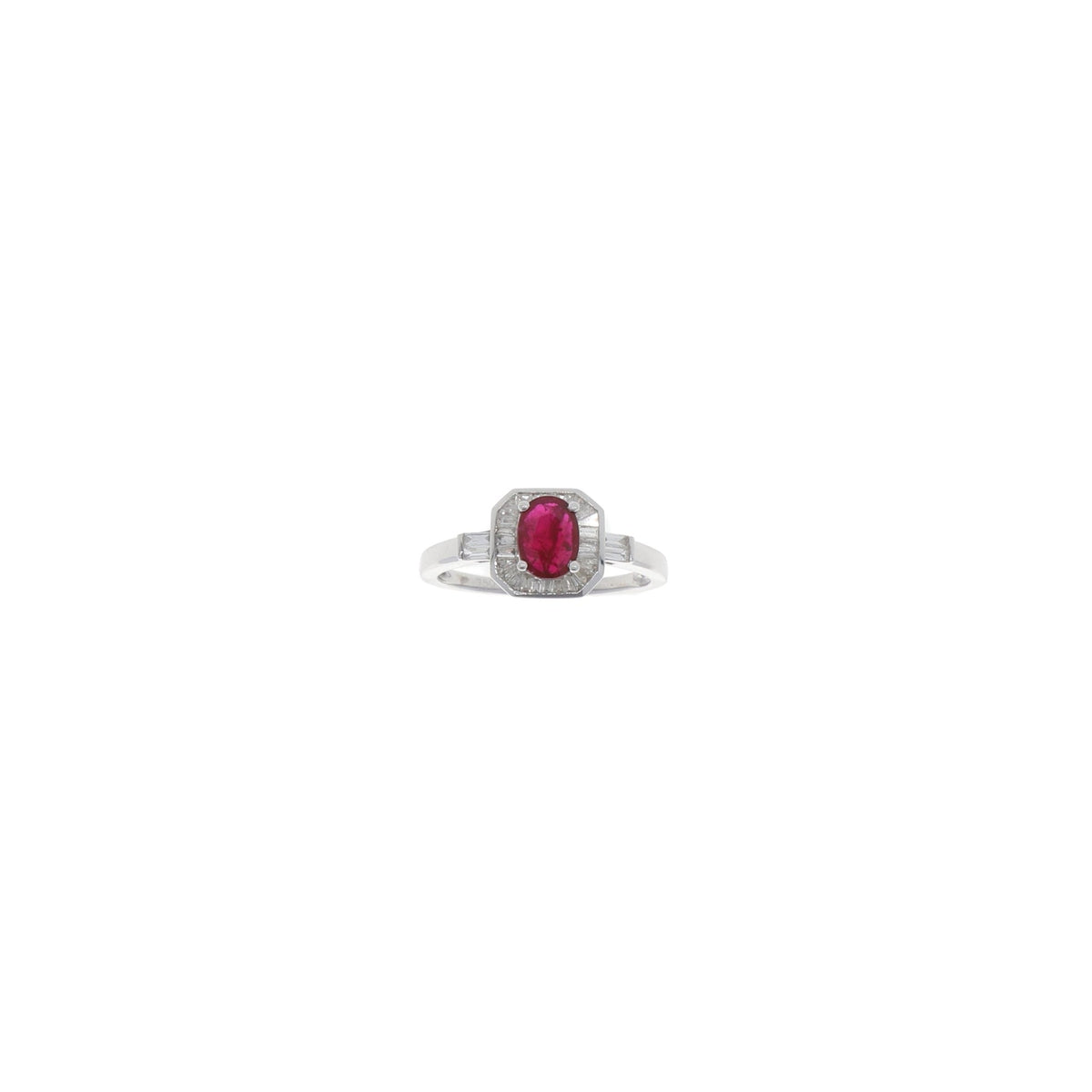 Anillo Oro Blanco Rubí con Diamantes AN1611002 - Joyería Rometsch