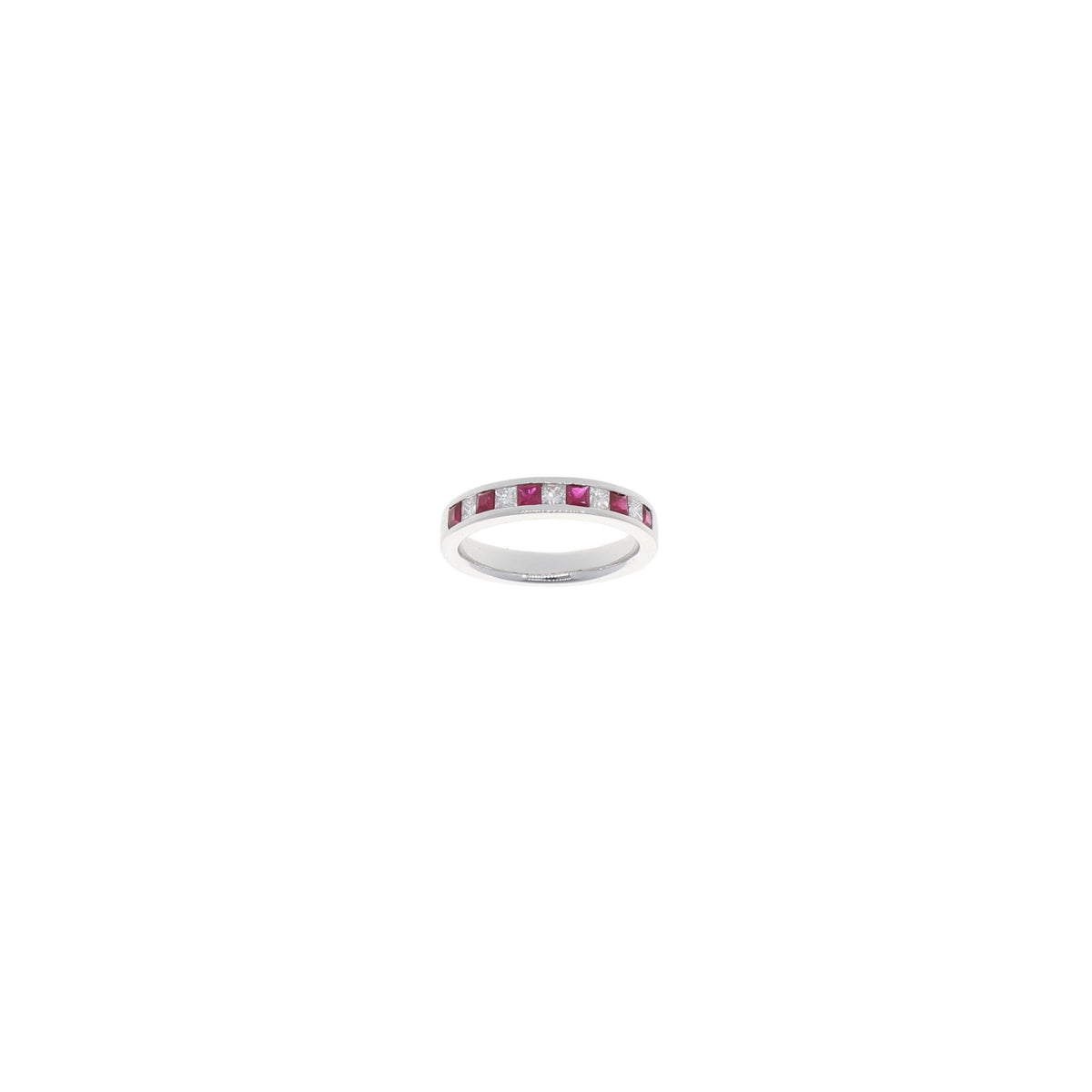 Anillo Oro Blanco Rubí y Diamantes corte Prince AN1508047 - Joyería Rometsch