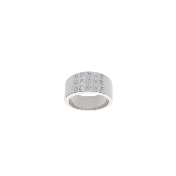 Anillo Oro Blanco y Brillantes Ancho AN12772 - Joyería Rometsch