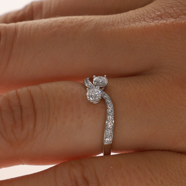 Anillo Oro Blanco y Brillantes Tu y Yo AN12700 - Joyería Rometsch