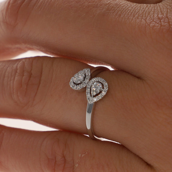 Anillo Oro Blanco y Brillantes Tu y Yo AN12708 - Joyería Rometsch