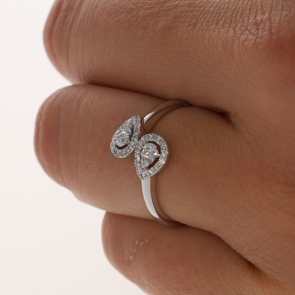 Anillo Oro Blanco y Brillantes Tu y Yo AN12708 - Joyería Rometsch