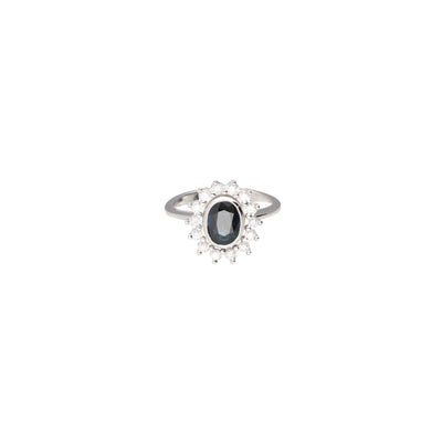 Anillo Oro Blanco Zafiro Brillantes AN7734 - Joyería Rometsch