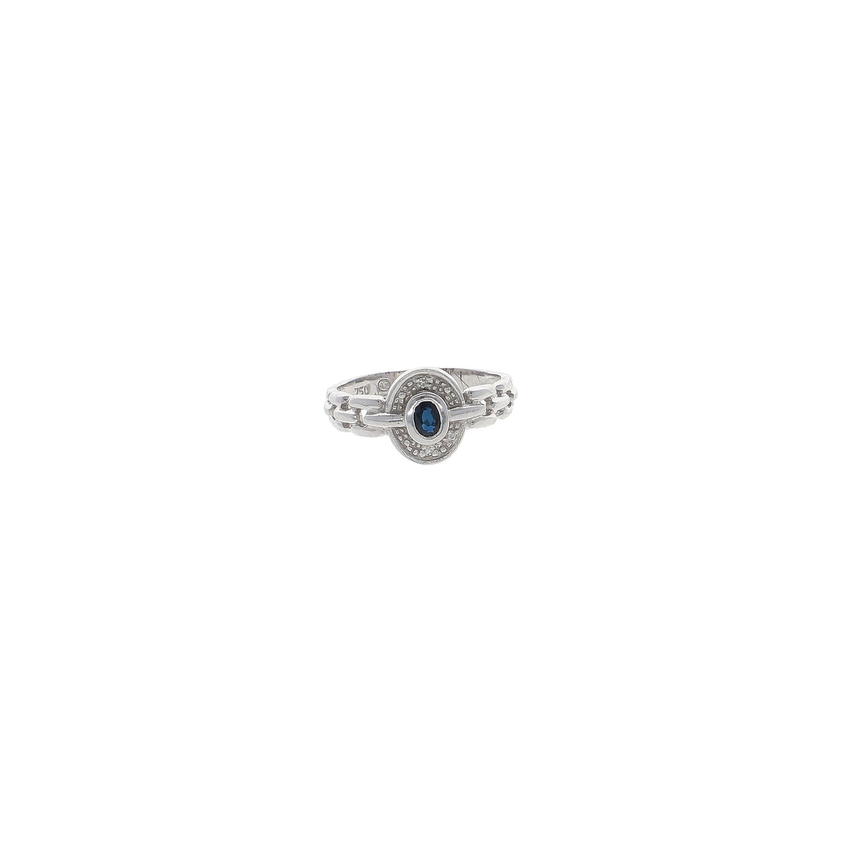 Anillo Oro Blanco Zafiro con Brillantes, AN1405065 - Joyería Rometsch