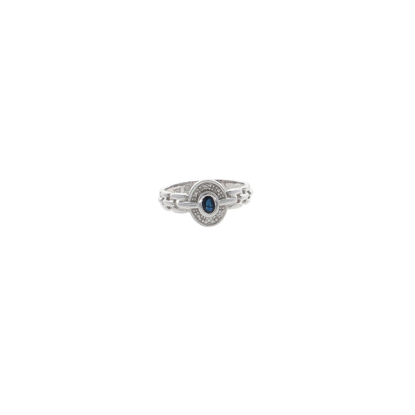 Anillo Oro Blanco Zafiro con Brillantes, AN1405065 - Joyería Rometsch