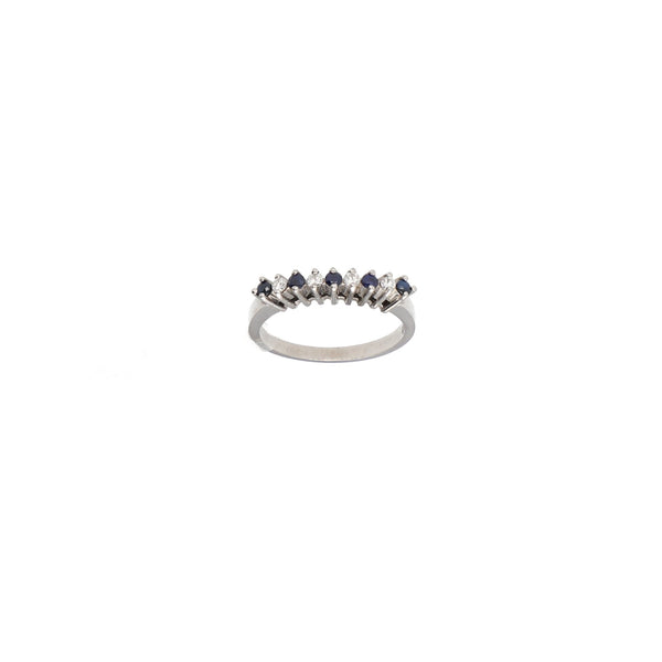 Anillo Oro Blanco Zafiro y Brillantes AN1334 - Joyería Rometsch