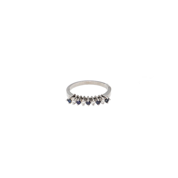 Anillo Oro Blanco Zafiro y Brillantes AN1334 - Joyería Rometsch