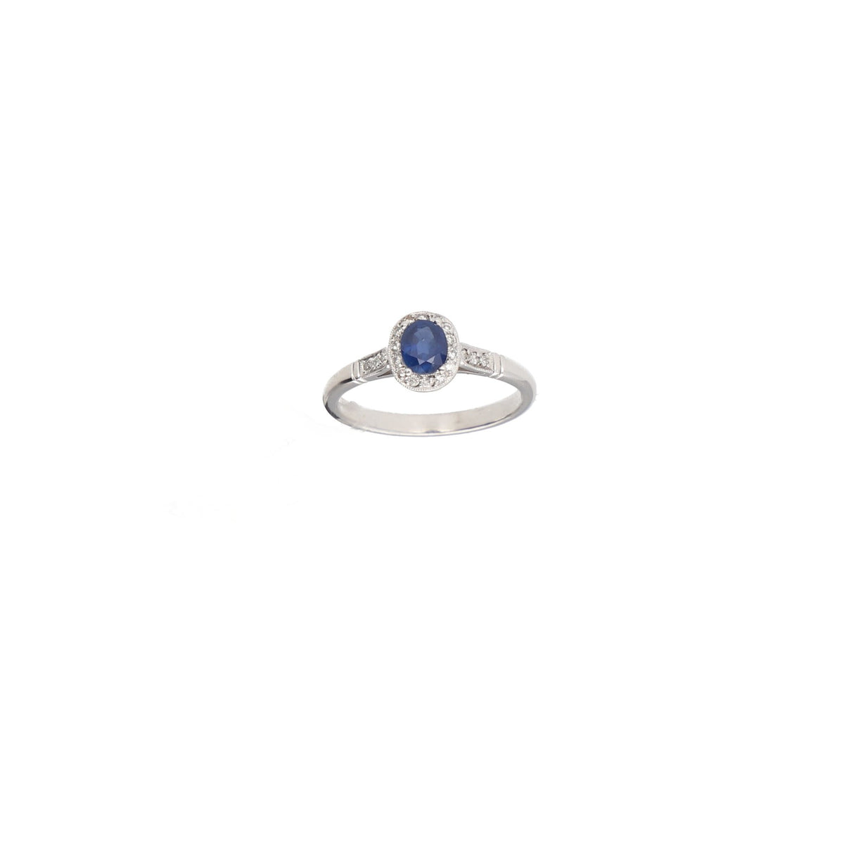 Anillo Oro Blanco Zafiro y Brillantes AN6977 - Joyería Rometsch