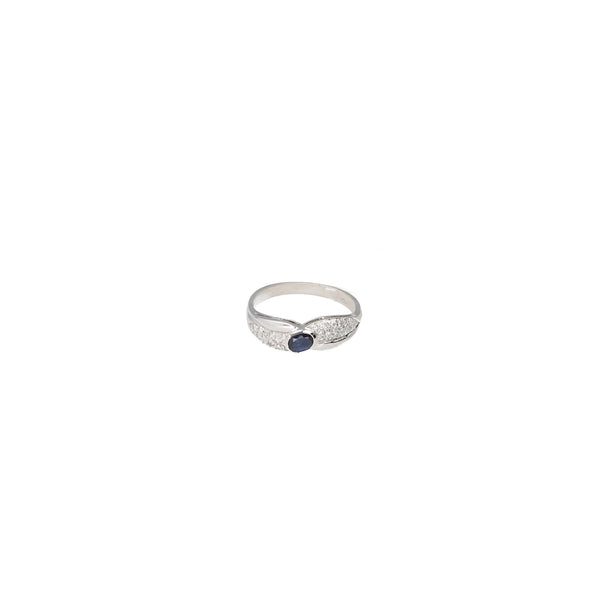 Anillo Oro Blanco Zafiro y Brillantes AN8959 - Joyería Rometsch