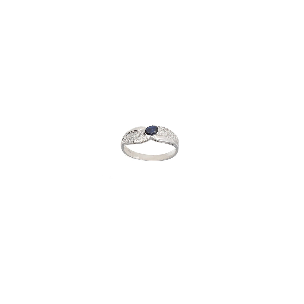 Anillo Oro Blanco Zafiro y Brillantes AN8959 - Joyería Rometsch