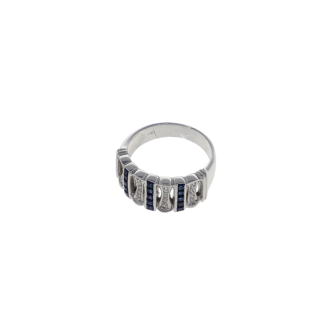 Anillo Oro Blanco Zafiro y Diamantes, AN10939 - Joyería Rometsch