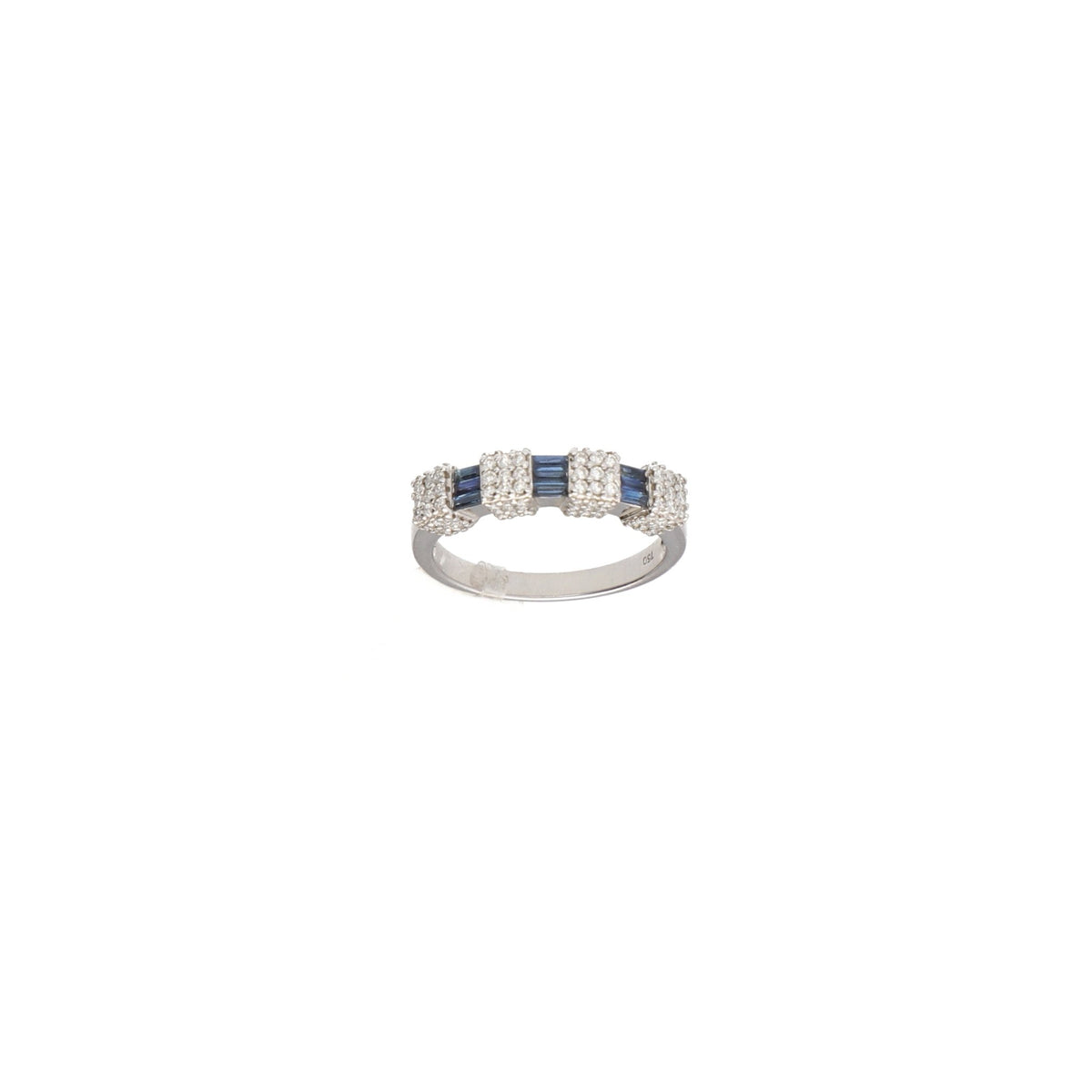 Anillo Oro Blanco Zafiros y Brillantes AN0710067 - Joyería Rometsch