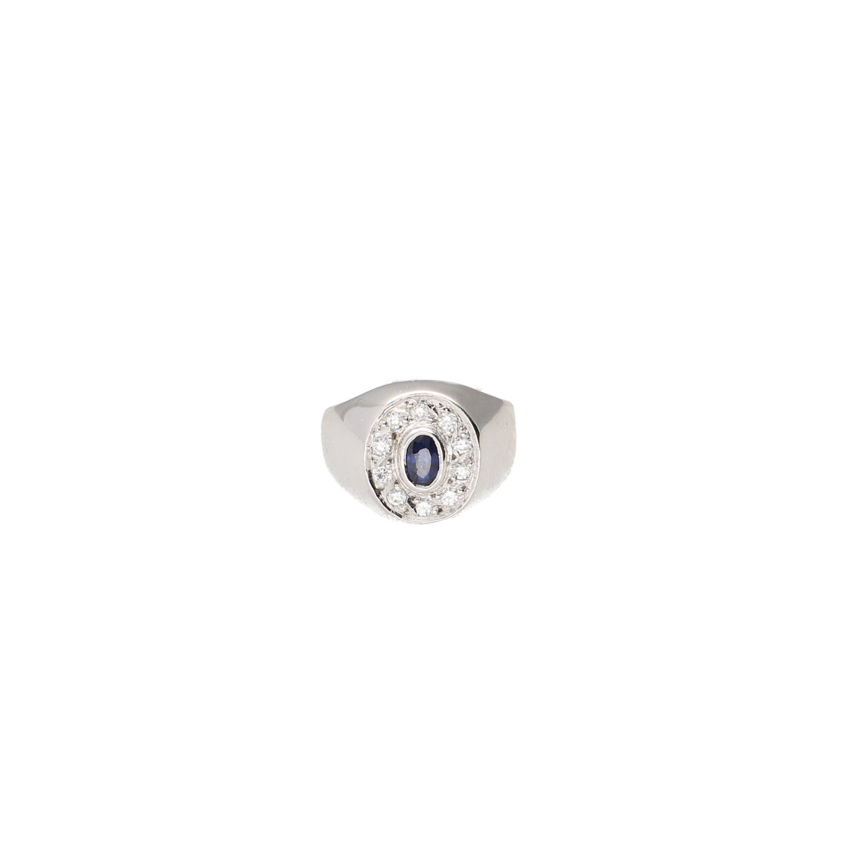 Anillo Oro Blanco Zafiros y Brillantes AN1647 - Joyería Rometsch