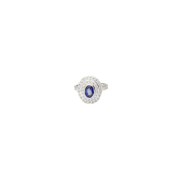 Anillo Oro Blanco Zafiros y Brillantes AN5434 - Joyería Rometsch