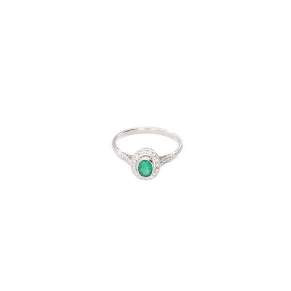 Anillo Platino Esmeralda y Brillantes AN10412 - Joyería Rometsch