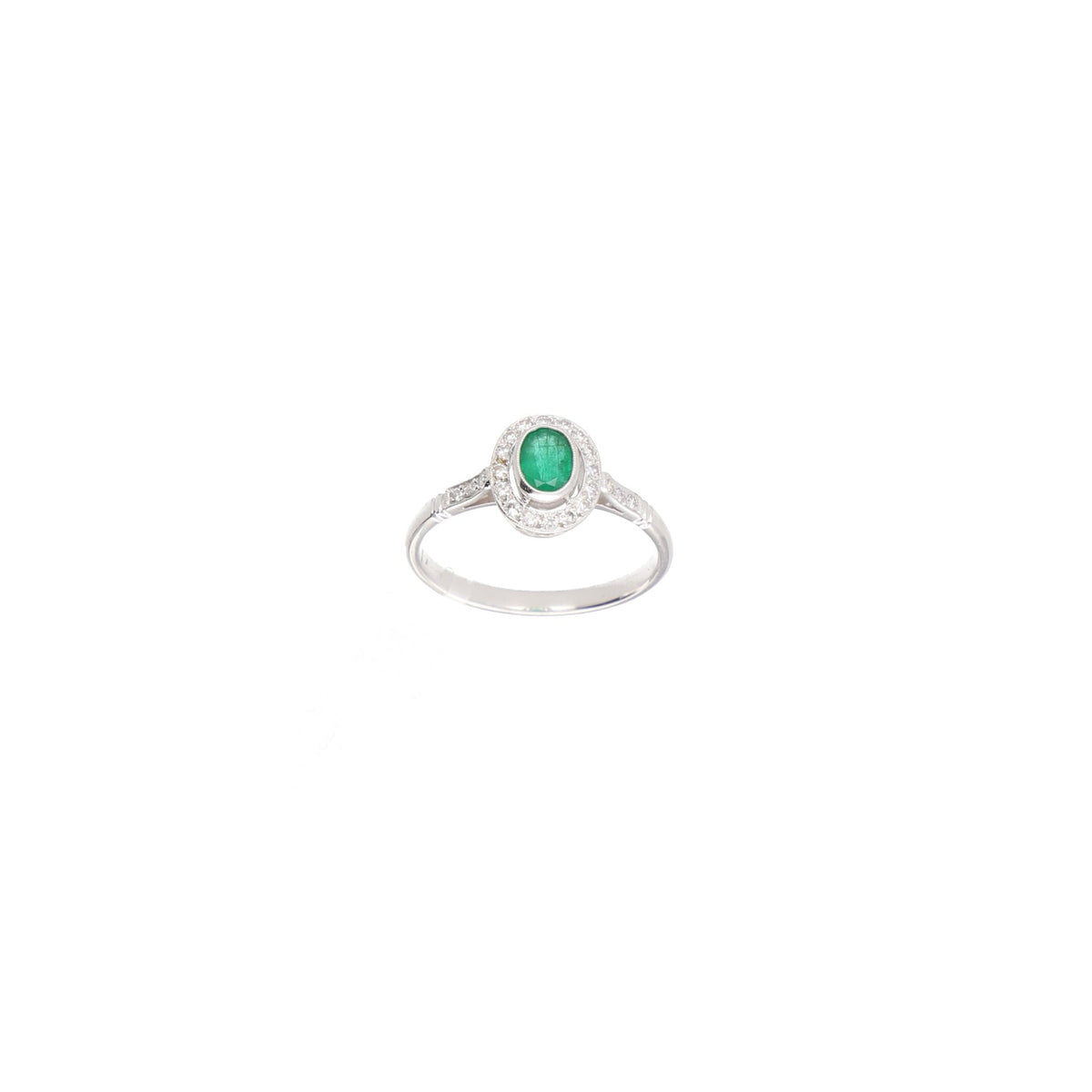 Anillo Platino Esmeralda y Brillantes AN10412 - Joyería Rometsch