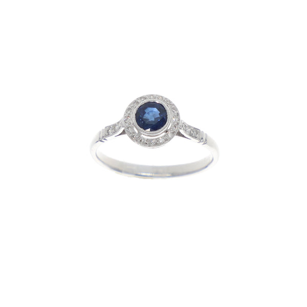 Anillo Platino Zafiro y Brillantes AN10343 - Joyería Rometsch