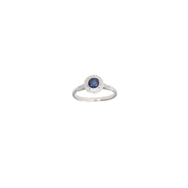 Anillo Platino Zafiro y Brillantes AN10343 - Joyería Rometsch