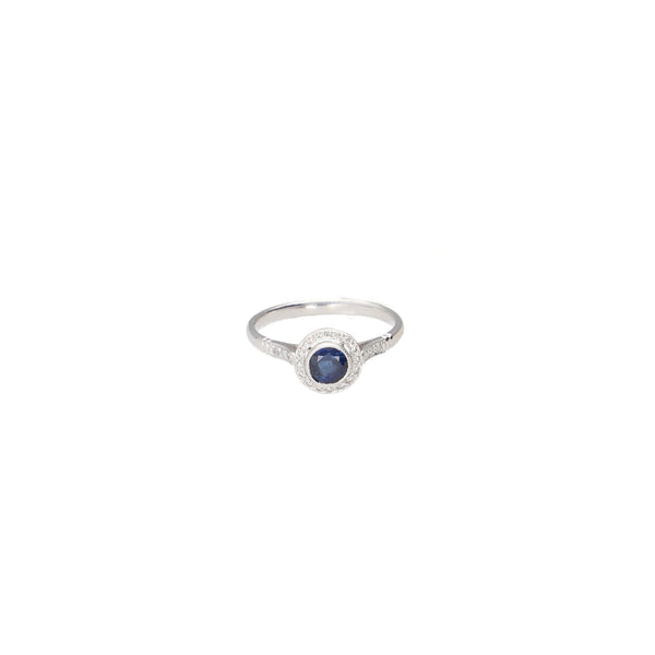 Anillo Platino Zafiro y Brillantes AN10343 - Joyería Rometsch