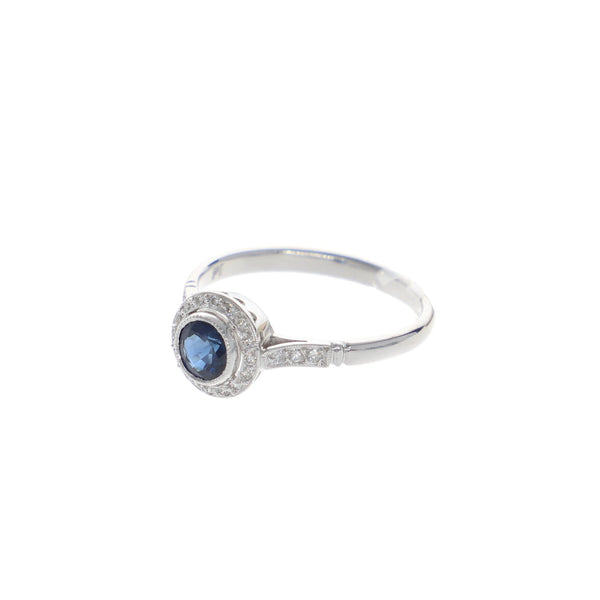 Anillo Platino Zafiro y Brillantes AN10343 - Joyería Rometsch