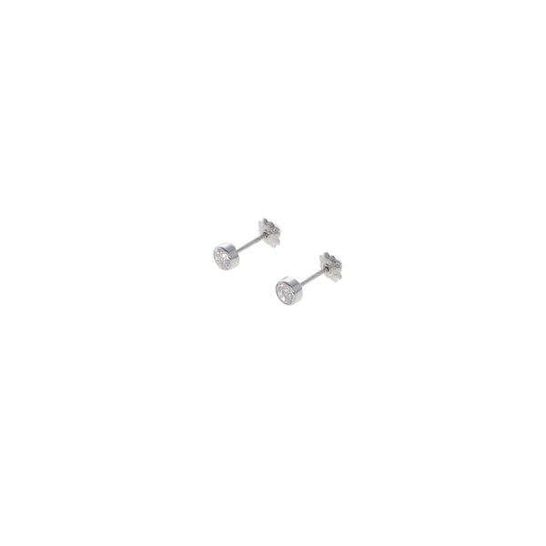 Aro Niña Oro Blanco y Circón Punto de Luz AR13060 - Joyería Rometsch
