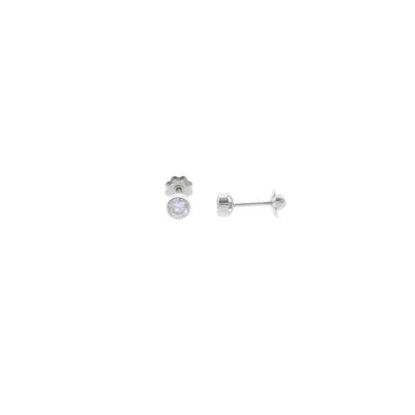 Aro Niña Oro Blanco y Circón Punto de Luz AR13060 - Joyería Rometsch