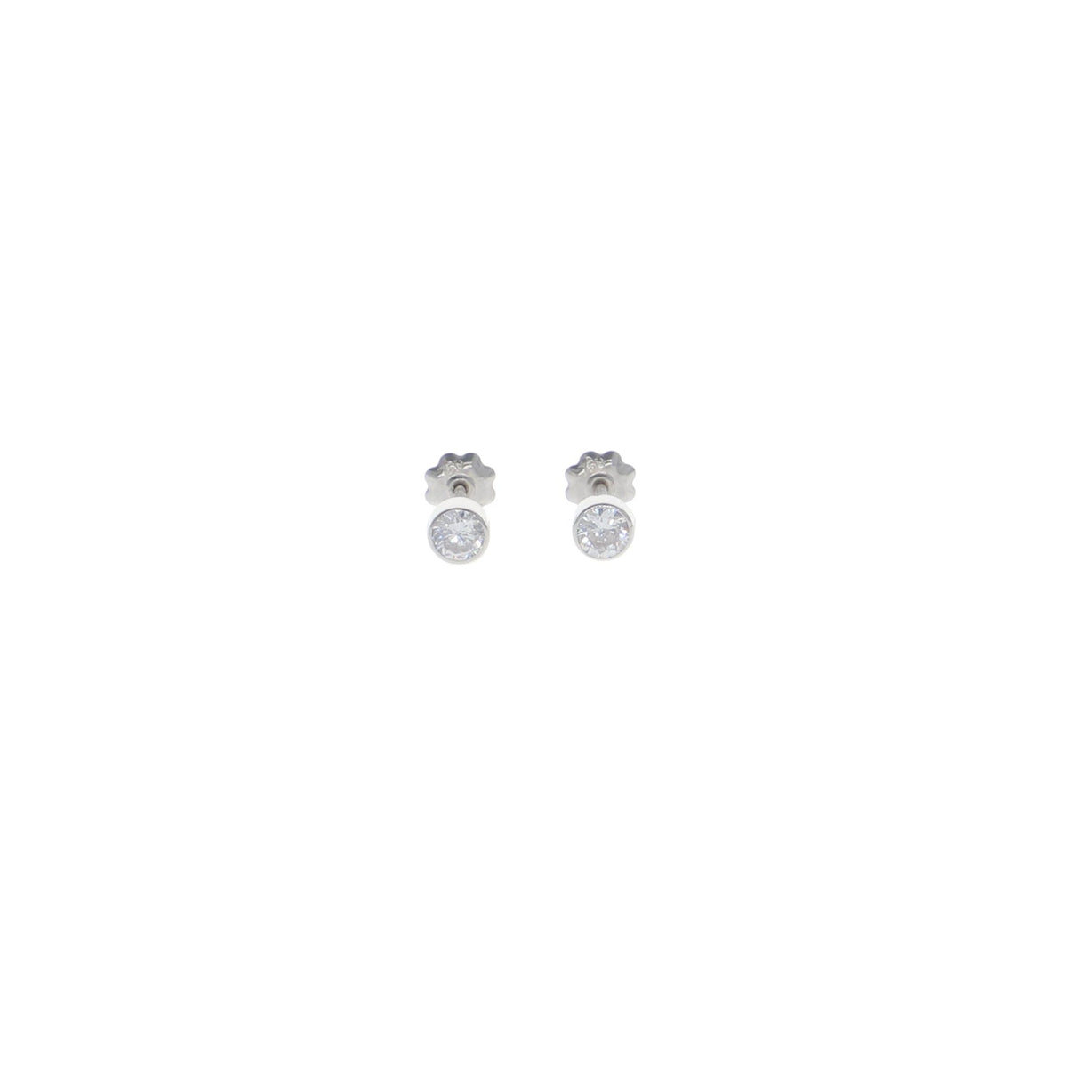Aro Niña Oro Blanco y Circón Punto de Luz AR13060 - Joyería Rometsch