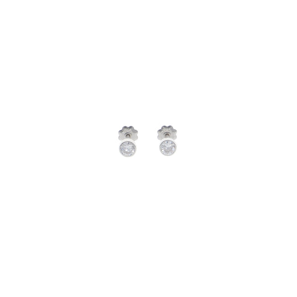 Aro Niña Oro Blanco y Circón Punto de Luz AR13060 - Joyería Rometsch