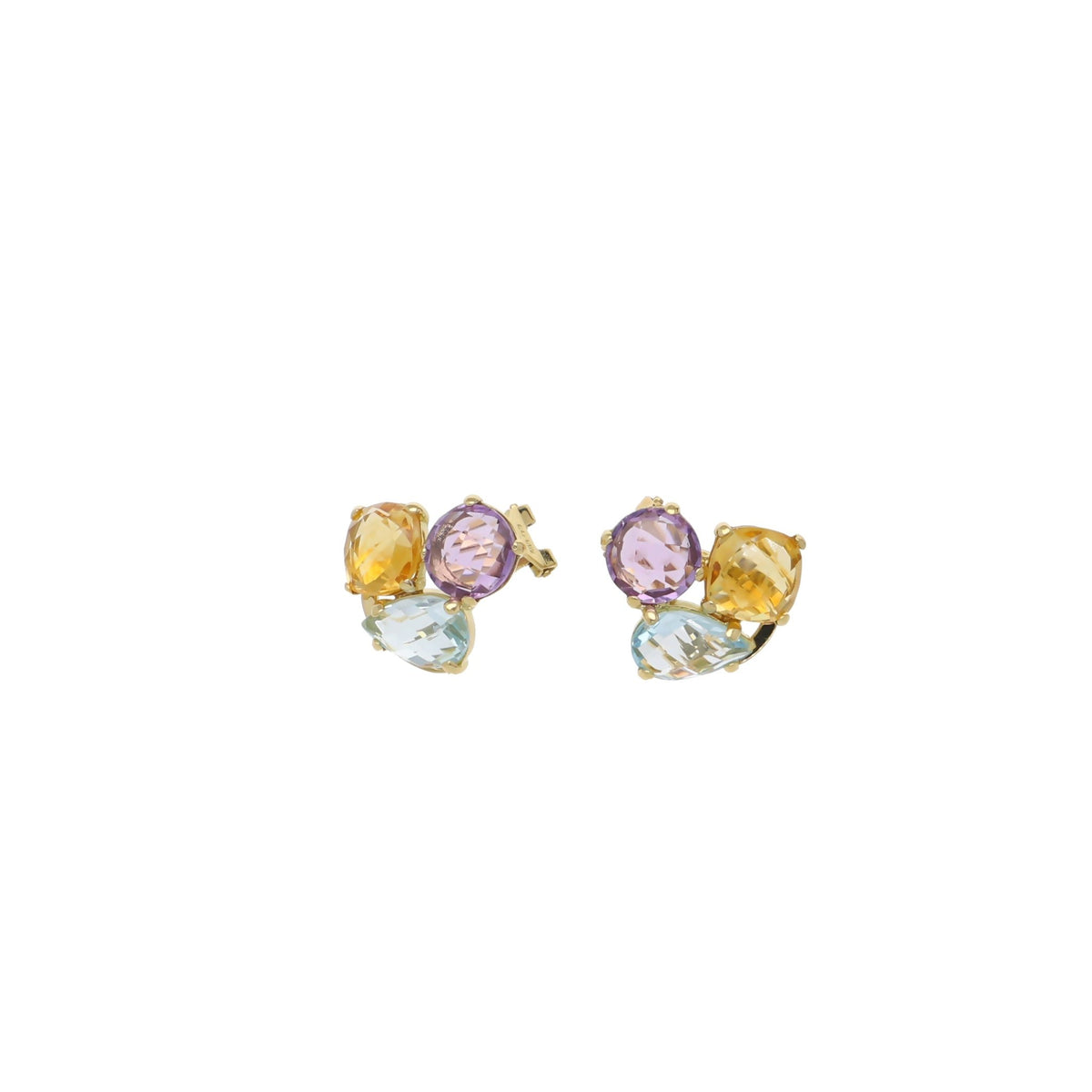 Aro Oro Amarillo Amatista, Citrino y Topacio Azul AR11492 - Joyería Rometsch