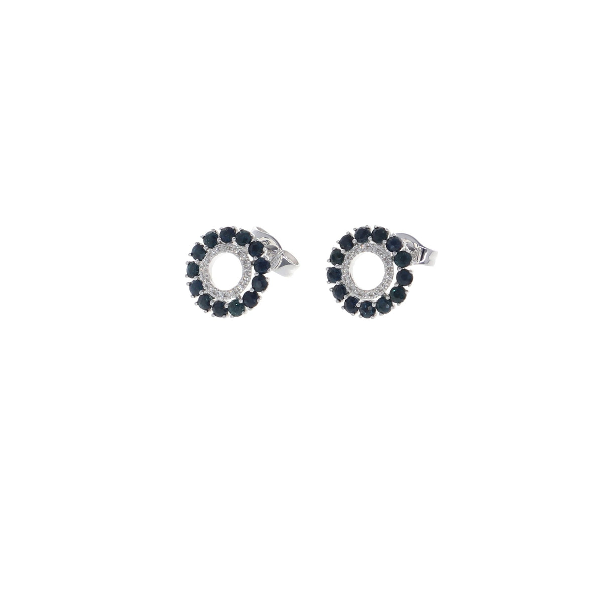 Aro Oro Blanco Zafiro y Brillantes AR11073 - Joyería Rometsch