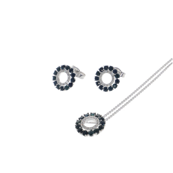Aro Oro Blanco Zafiro y Brillantes AR11073 - Joyería Rometsch